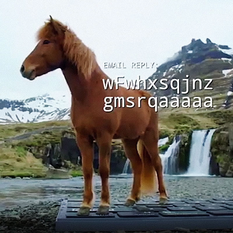 Лошади пишут электронные письма с помощью гигантских клавиатур. Изображение: кадр из видео